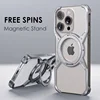 For iPhone 16 Promax borderless aluminum alloy armor phone Case For iPhone 15 Promax 13pro rotating bracket magnetic metal Case 1
