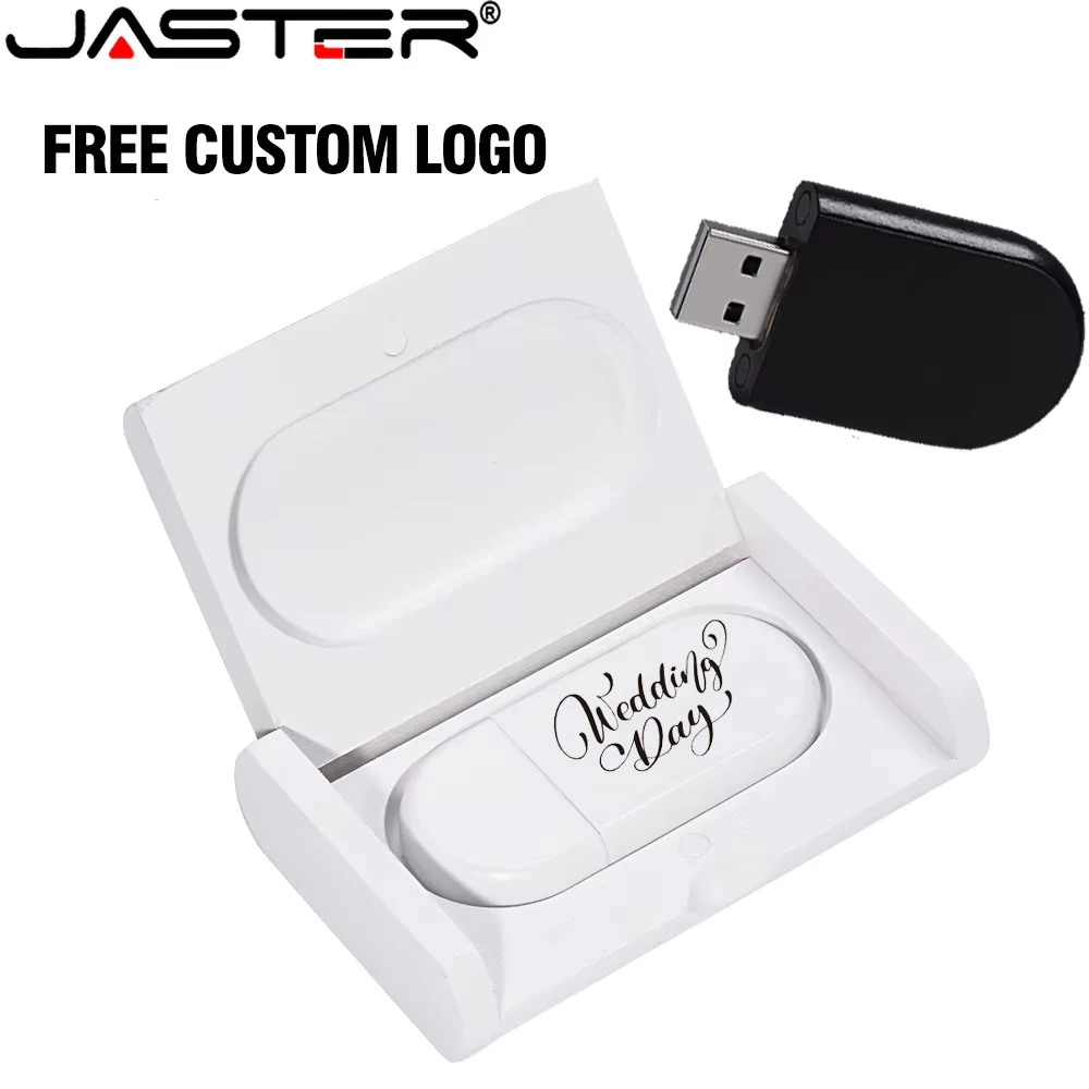 JASTER 나무 흑백 박스 USB 2.0 플래시 드라이브 64GB 무료 맞춤 로..
