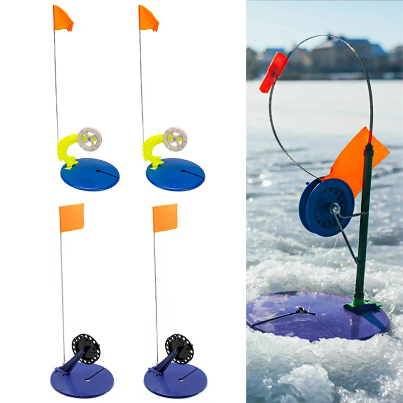 2pcs Ice Fishing Rod Flags River Fishing Equipment Tip Up Ice Fishing Pole Convenient Braking