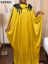 

Kaftan Dress Bohemian Printed Sundress 2022 VONDA Women Sexy Sleeveless Party Long Maxi Dress Casual Vestido Robe Longue Femme