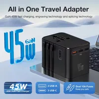 Universal Travel Adapter with 3 Type-C 2 USB