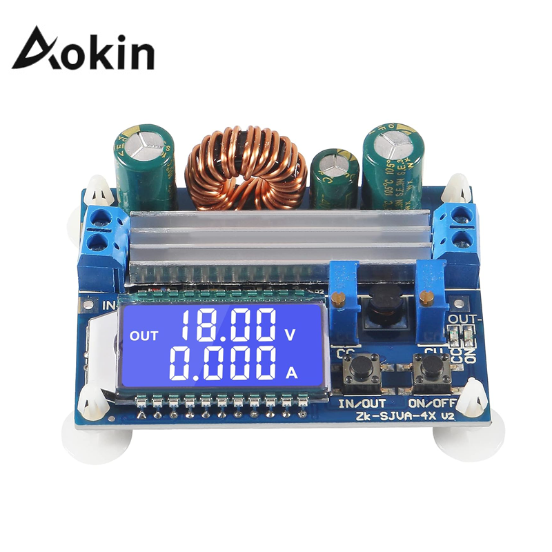 Aokin DC Buck Boost Converter Module 5.5-30V to 0.5-30V 4A 35W Adjustable Step Up Down Voltage Regulator LCD Digital Voltmeter