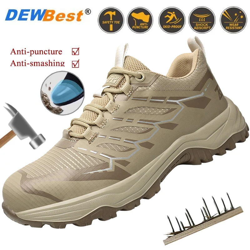 Men\'s comfortable safety shoes protective steel head anti-smash anti-stabbing wear-resistant breathable safety shoes new