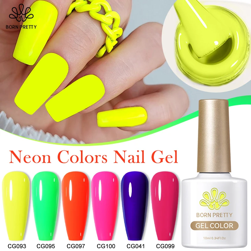 

BORN PRETTY 10ml Neon Gel Nail Polish Vernis Semi Permanent Solid Nail Gel Varnish Soak Off Nail Art Varnishes for DIY Manicure