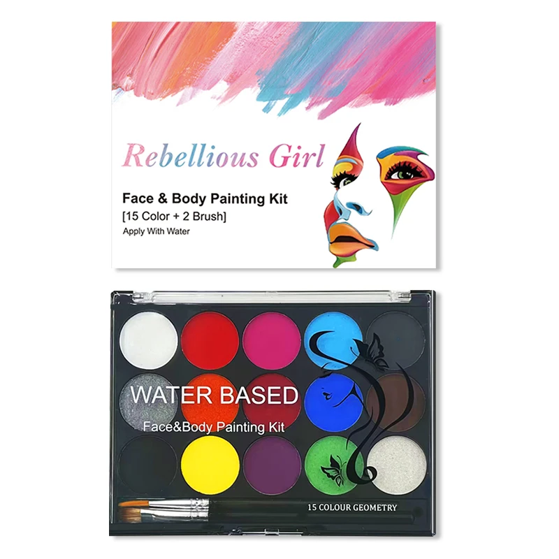 צבע הפנים צבע צבע 15 מים מסיסים לא רעילים צבע פנים קוספליי hallowee ציור צבע אמנות גוף עמיד למים