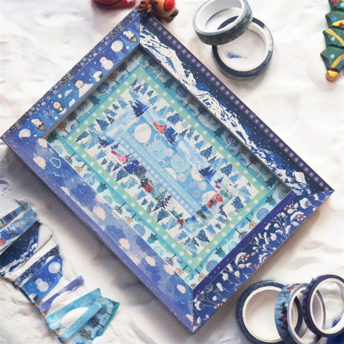 19 Pcs/set Blue Forest Snowflake Silvery Christmas Tree Washi Tape Set Scrapbooking Diy Journal Stationery Deco Art Supplies 3
