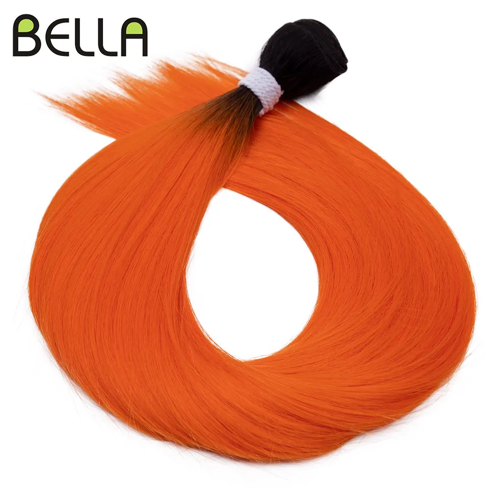 Bella Yaki Straight Hair Bundles hair extensions 36 Inch Synthetic Hair Ombre Orange Weave High Temperature Fiber Ponytail Extensions