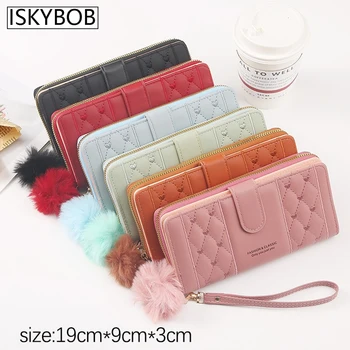 Portafoglio lungo da donna porta carte di credito in pelle Pu portamonete con cerniera Hasp di grande capacità portamonete Multi Card Organizer borsa da polso per cellulare