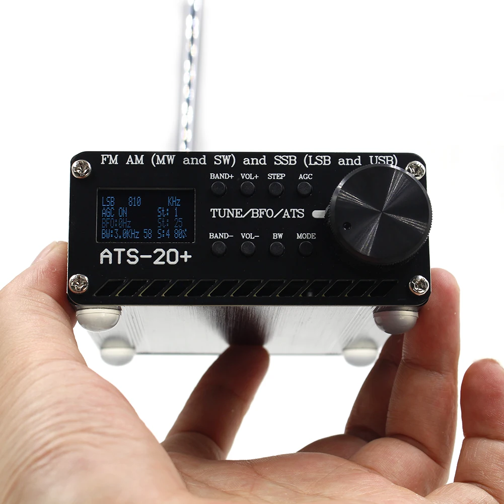 가정용 올밴드 라디오 ATS-20 + 리시버 FM AM (MW SW) SSB (LSB USB) 안테나, 0.96 인치 OLED 디스플레이 라디오 리시버