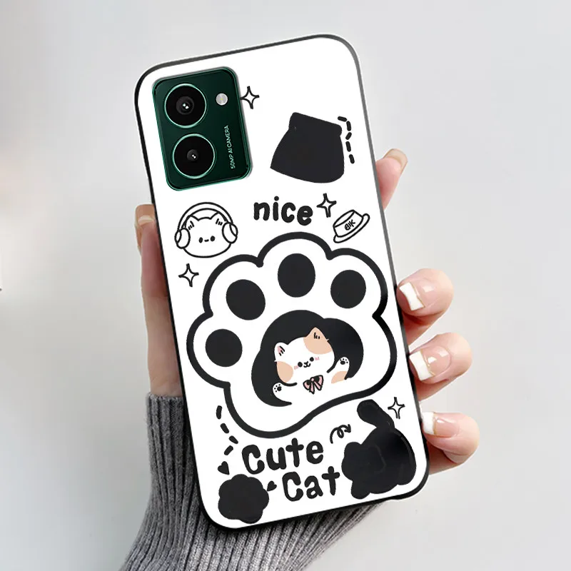 Aesthetic Cute Cat Astronaut Black Matte Soft TPU Shockproof Phone Case