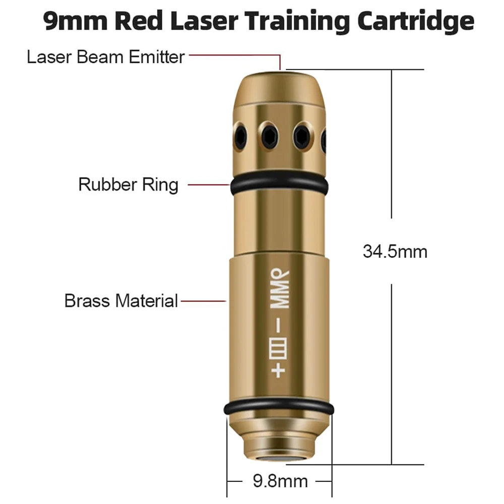 2 in 1 Tactical 9x19mm Laser Training Bullet Laser Bore Sighter Combo Boresighter for Dry Fire Training and Sight Zeroing laser sight laser bore sight dry fire laser trainer