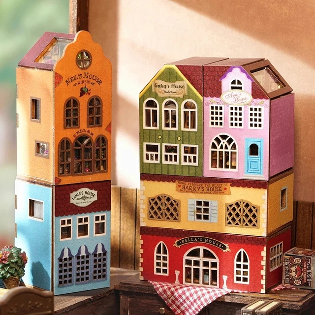 Case Wooden Miniature Doll House DIY maiso Handmade Assembly Model Building Kit 3D Puzzle Toy Birthday Gift Dollhouse Miniatures 5