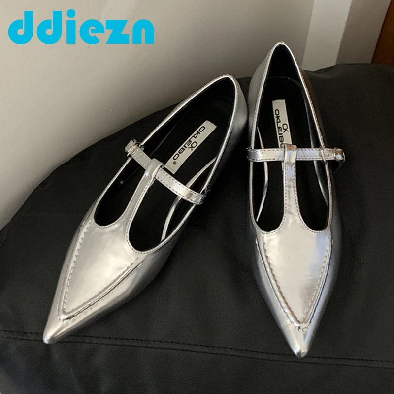 

Flats With Women Lolita Shoes 2024 New Korean Style Casual Female Shallow Footwear Fashion Pointed Toe Ladies Mary Janes Shoes