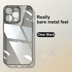 Ultra Thin Glossy Transparent Hard Case with Camera Protection for iPhone 13 (Black)