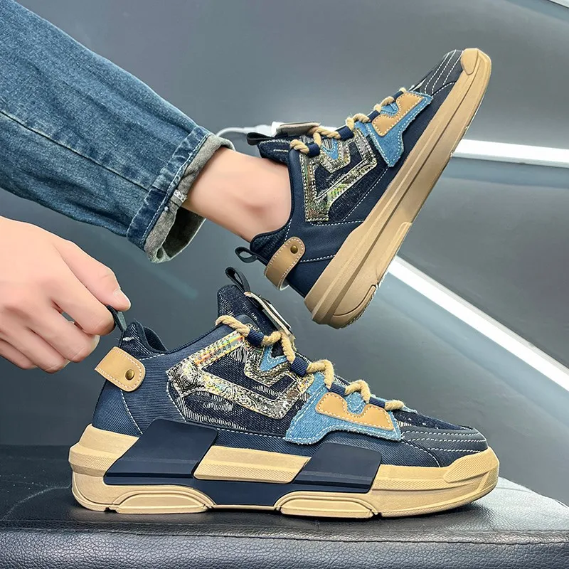 Men's Casual Sports Shoes With Denim Cloth Board Shoes Autumn New 2022