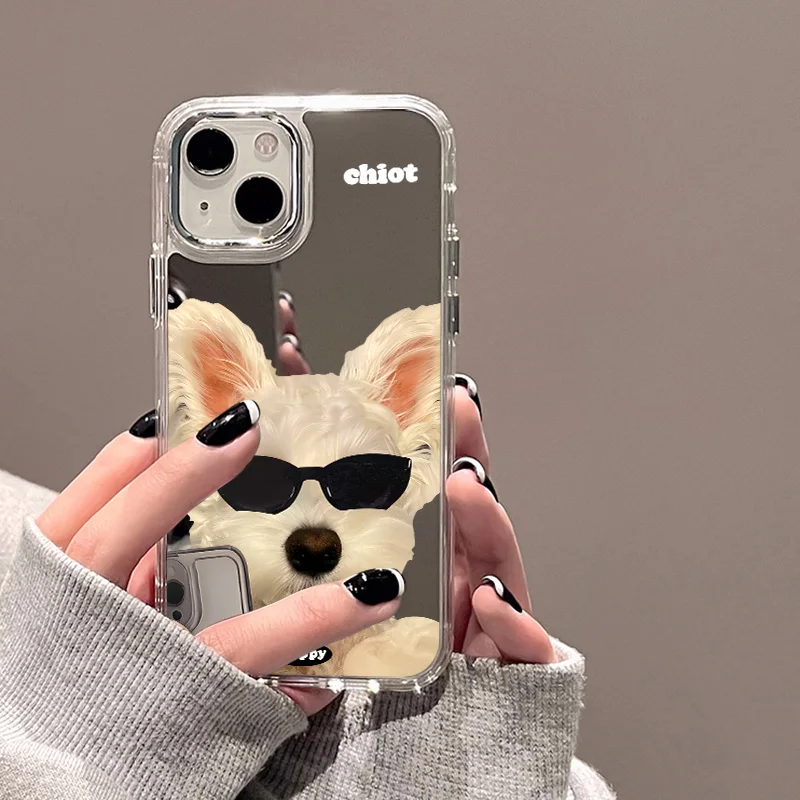 thumbnail image 1 of Cute Cat Pattern Mirror Phone Case For iPhone 14 Pro Max 15 12 13 11 XR X XS Max Case Make up Mirror Hard Back Cover Bumper Capa, 1 of 5