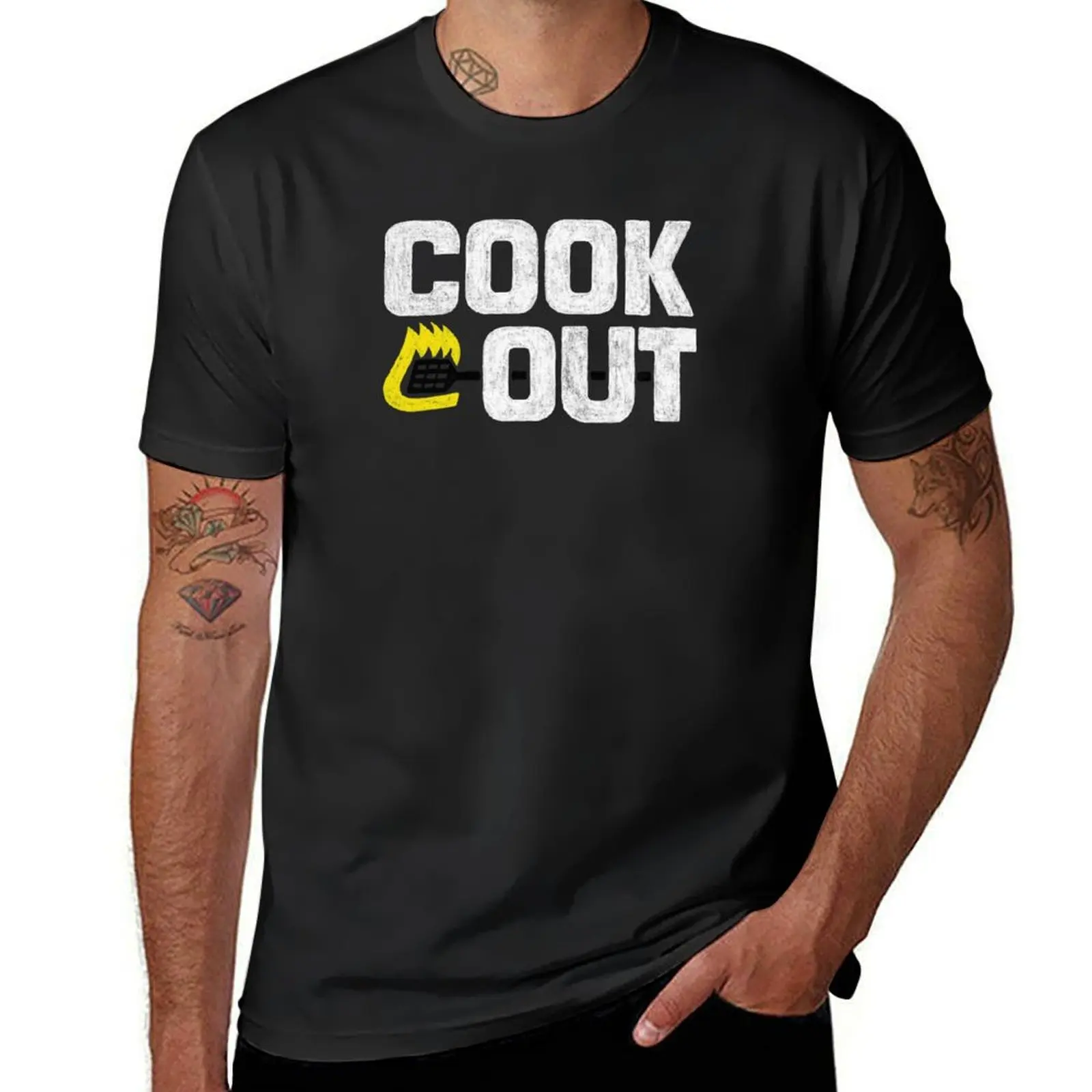 

Cookout - Vintage Chalk Texture - White & Black T-Shirt plus sizes boys animal print mens graphic t-shirts