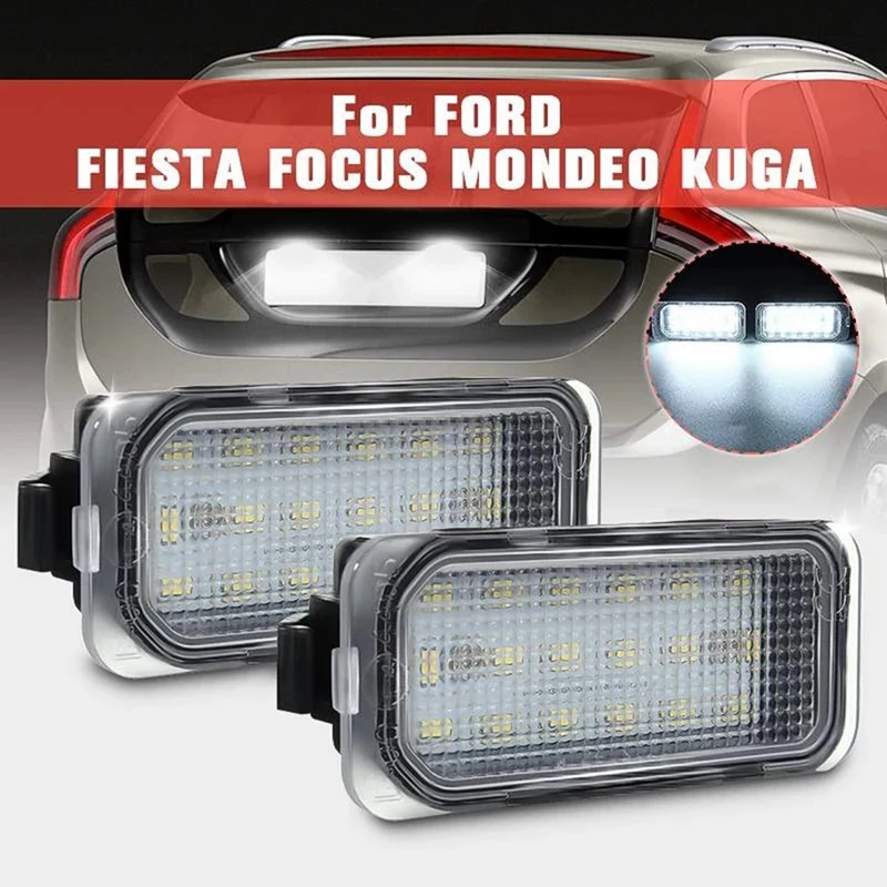 2 Pz Auto Led Numero Luce Targa Per Ford Focus Mk Ii Fiesta Mk Vii Mondeo Mk Iv Kuga S-Max 2008-2019