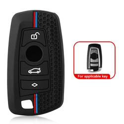 Premium Silicone Car Key Cover - Protective Remote Fob Shell Jacket with 3 Buttons (Black)