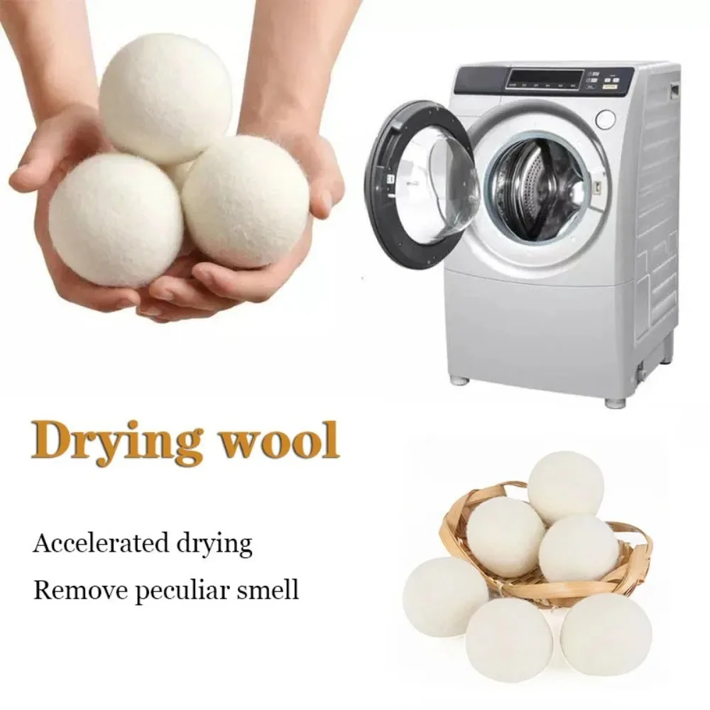 Laundry Ball Wool Dryer Balls Reusable Natural Fabric Softener Laundry Washing Machine Accessories 4/5/6cm Fleece