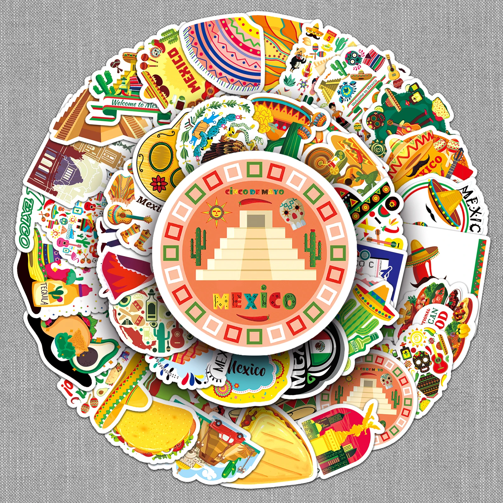 50Pcs Toy Stickers Mexico Style Totem Skateboard Guitar Suitcase Freezer Motorcycle Graffiti Decal Waterproof Jewelry stickers decorative stickers graffiti stickers