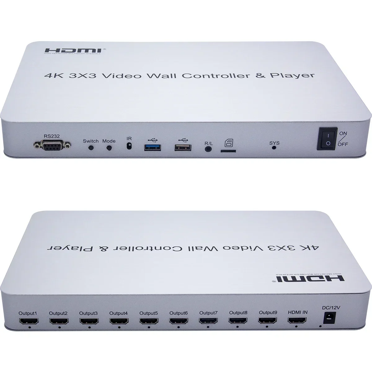 4K 3x3 HDMI 비디오 월 컨트롤러 & 플레이어 멀티 스크린 스플라이싱 프로세서 2x2 2x3 2x4 1x3 1x4 9 유닛 TV 스플라이서 플러그 앤 플레이