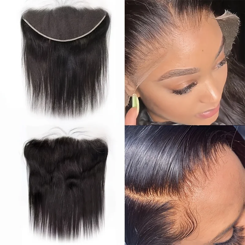 13x4 Lace Frontal Closure Straight Lace Closure Human Hair Transparent Ear to Ear Frontal Extensions for Women