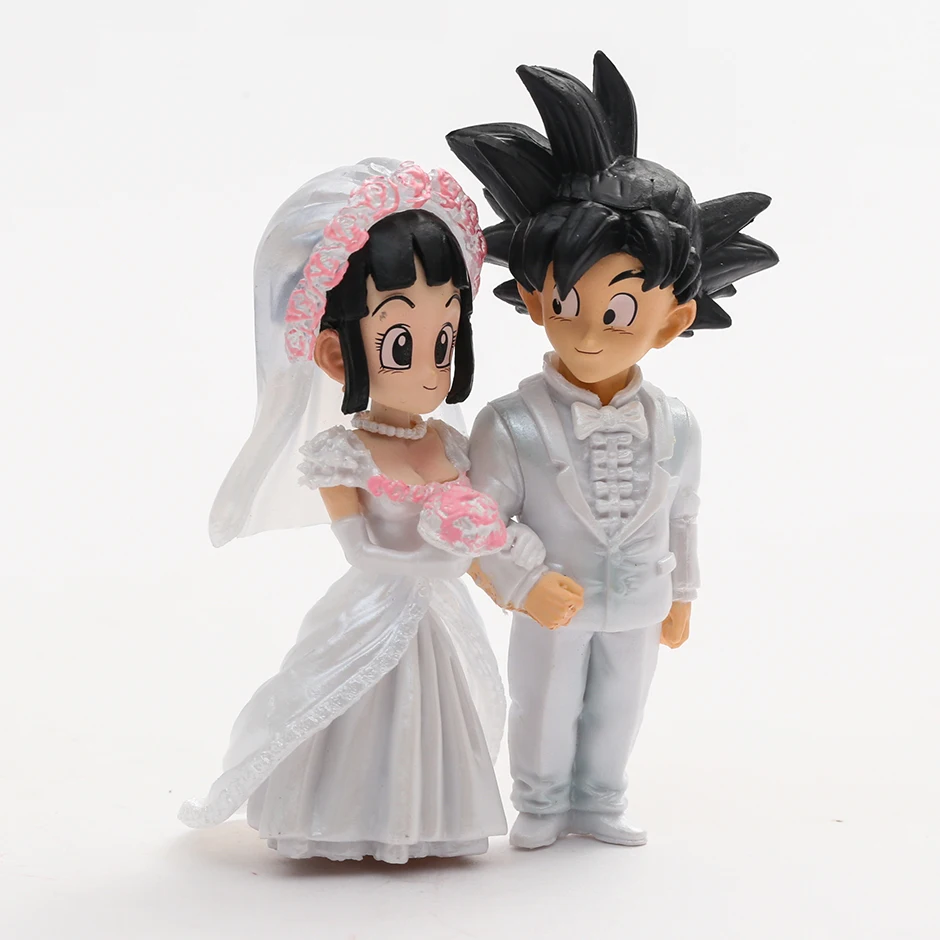 9cm Dragon Ball Z Son Goku & Chichi Wedding LOVE Ver Anime Cartoon