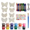 Wooden Wind Chimes Kids Craft Hedgehog Wind Chime Painting Set Painted Pendant Craft Set Handmade Butterfly Design Room Decor 1