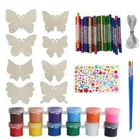 Wooden Wind Chimes Kids Craft Hedgehog Wind Chime Painting Set Painted Pendant Craft Set Handmade Butterfly Design Room Decor 1