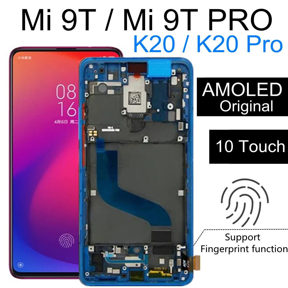 Amoled Con Cornice Mi 9T Pro Lcd Per Red Mi K20 Pro Display Lcd Touch Screen Digitizer Parti Per Xiao Mi 9T Mi 9T Pro Red Mi K20 Lcd