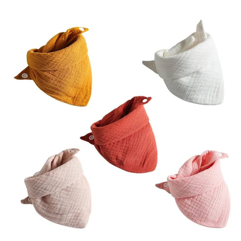 

5 Pcs Baby Feeding Drool Bibs Saliva Towel for Triangle Scarf Bandana Soft Cotton Bib Adjustable Button Burp Cloth