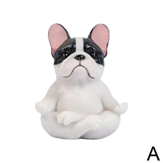 2 Stück Französische Bulldogge Figur Modell für Garten Home Dekoration Weiß