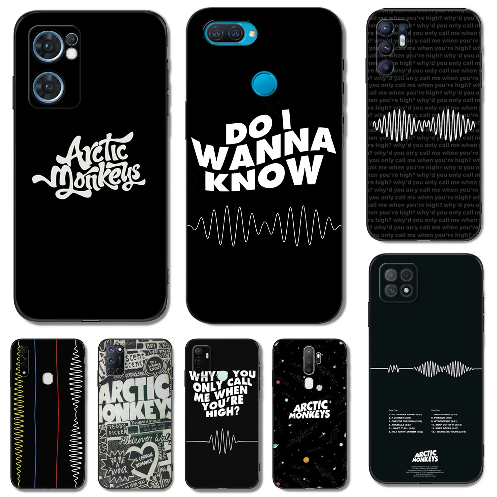 Black Tpu Case For Oppo Reno 6 5 3 4 4Z 4F Se 5F 5Z Pro Plus Lite 6 6Z  4G 5G Arctic Monkeys