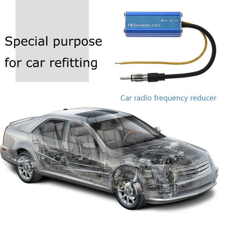 3 in 1 Car Frequency Changer Converter Antenna Radio FM Band Expander 76 90MHz For Sony-Panasonic Players