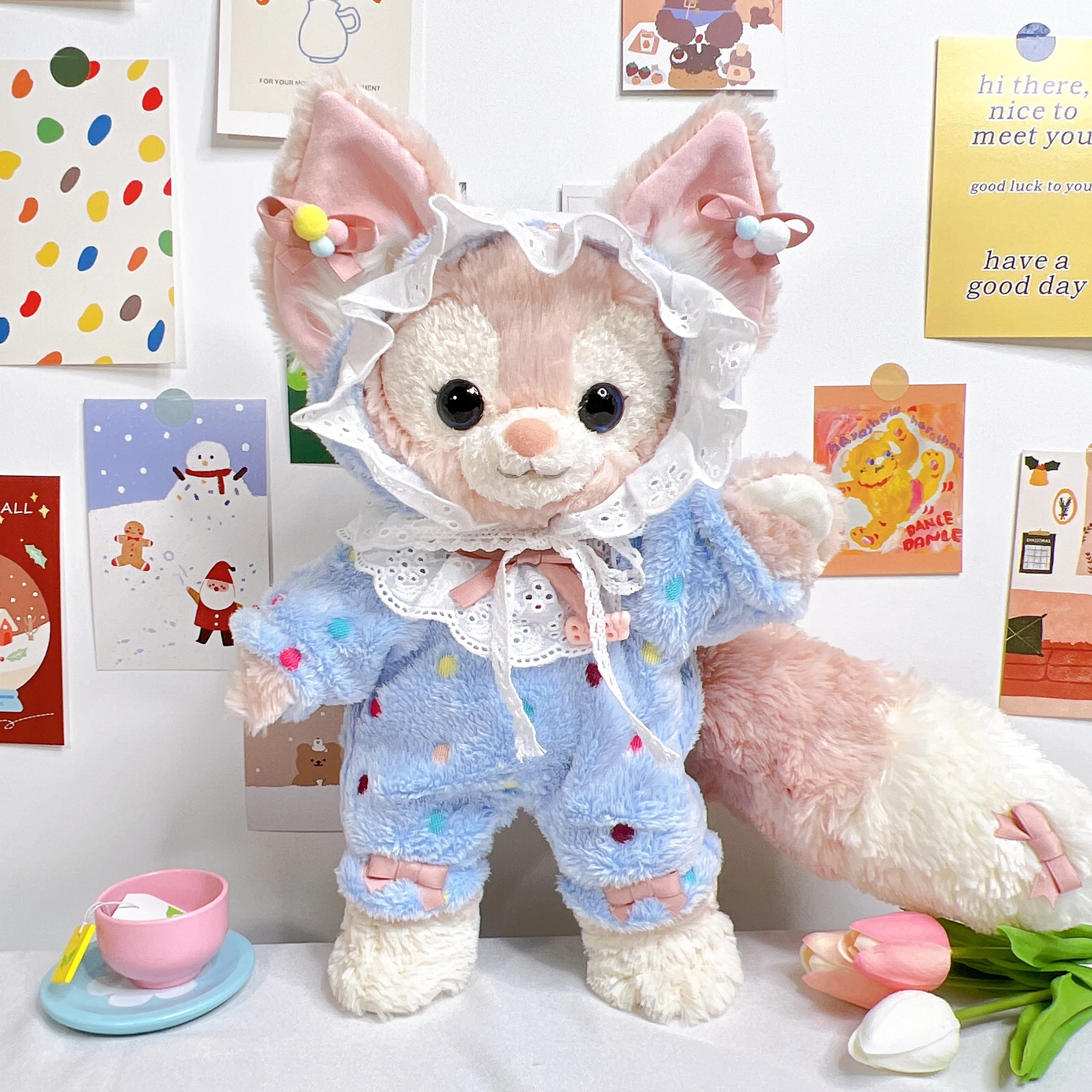 13 inch LinaBell Plush Doll Clothes Stella Lou Clothes Replacement Polka dot plush jumpsuit set newborn photography props bear clothes set for baby photo shooting jumpsuit hat doll props photo clothing outfits accessories