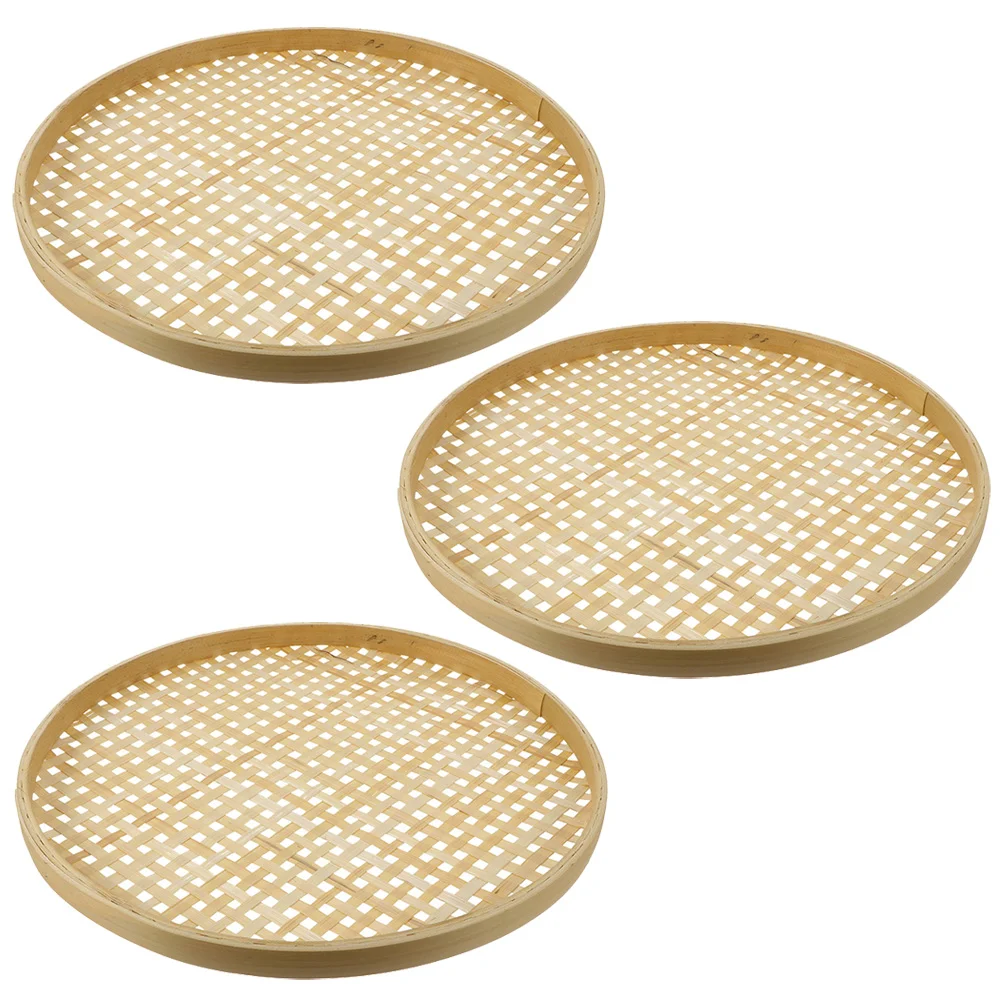 

3pcs Sieve Baskets Weaving Baskets Fruit Vegetable Baskets Colanders Serving Basket Tray Pantry Basket Tabletop Fruit