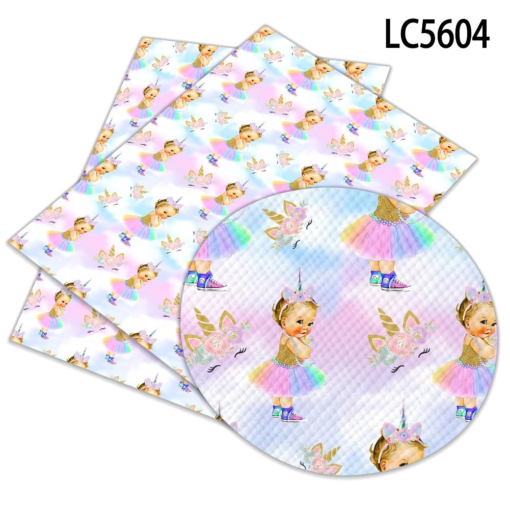 Little Girl Crown Lychee Pattern Synthetic Leather Faux Leather Sheet 22*30cm for DIY Hair Bow Bags Shoes Crafts Material
