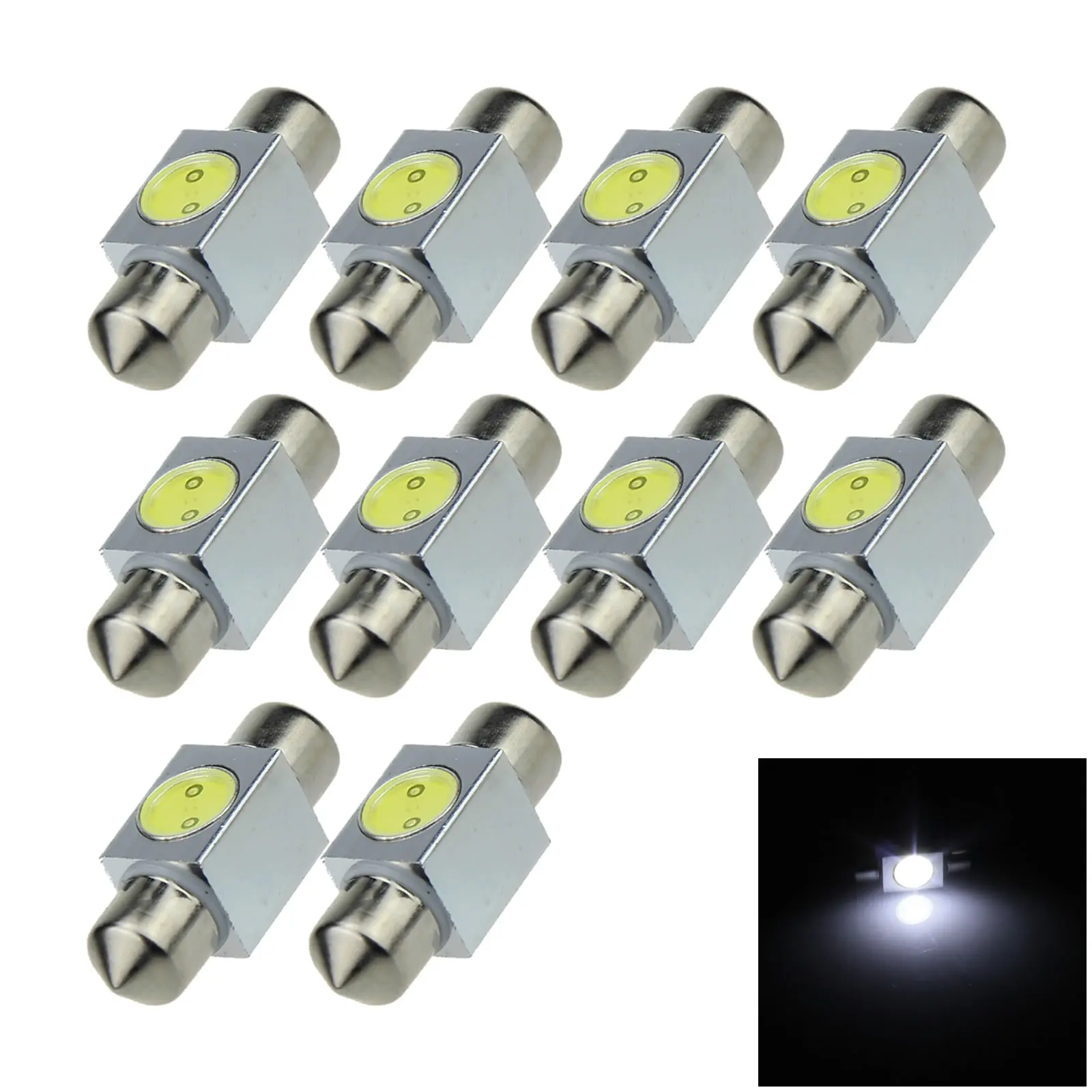 

10x Белый RV 31 мм Festoon Blub номерной знак лампа 1 излучатель COB светодиодный 6430