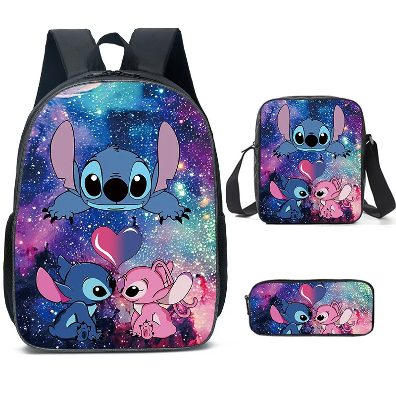 

Lilo & Stitch School Backpack Pencil Case Childlike Cute Shoulder Bag Fashion Cartoon Print Children Student Travel Bags Gift