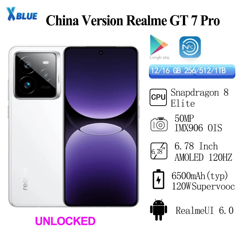 Unlocked Original Realme GT 7 Pro 50MP IMX906 OIS 6500mAh