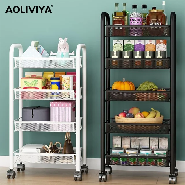 Carrito de almacenamiento de frutas y verduras de 2/3/4 niveles, carrito  con ruedas, carrito de almacenamiento con ruedas de gran capacidad, estante