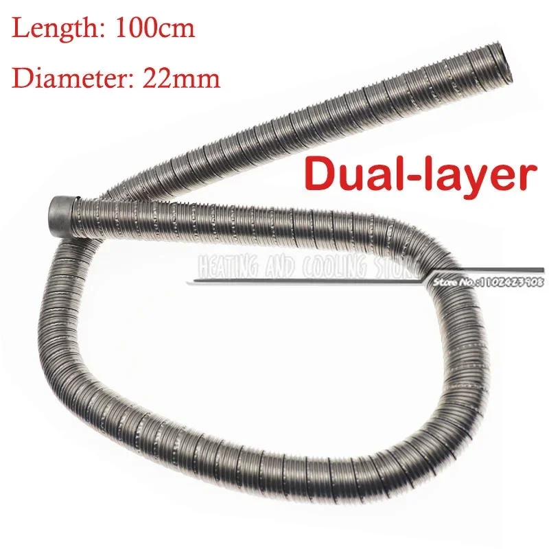 100cm Dual-layer Car Heater Exhaust Pipe Air Diesel Heater Exhaust Hose Tube Stainless Steel 22mm For Webasto Eberspacher
