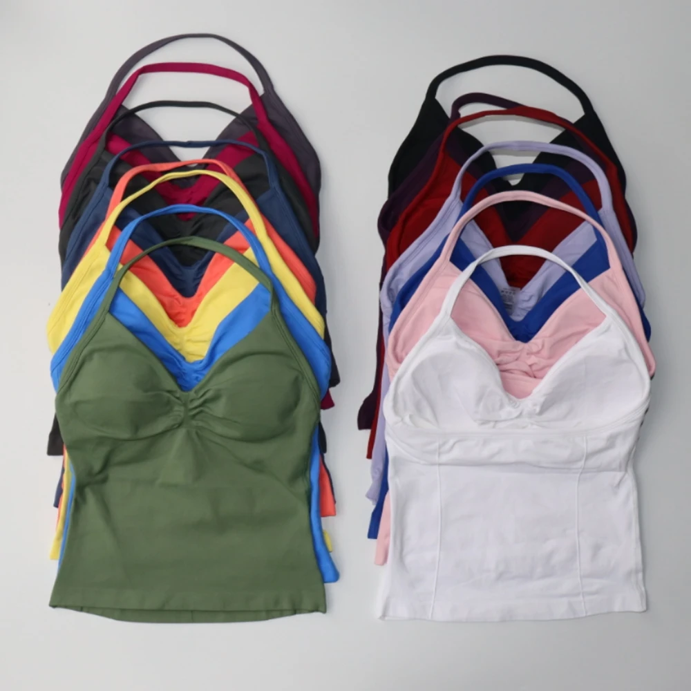 Gym Top Sports Tank Top Gym Tank Top Impact Longline Strappy Gym Top Backless Gym Clothes Women Scrunch Built-in Bra With Removable Cups Yoga Tank Outfits Tops