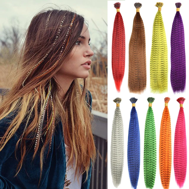 Colorful Hair Extensions Girls  Extensions Synthetic Feathers - Hair  Extension - Aliexpress