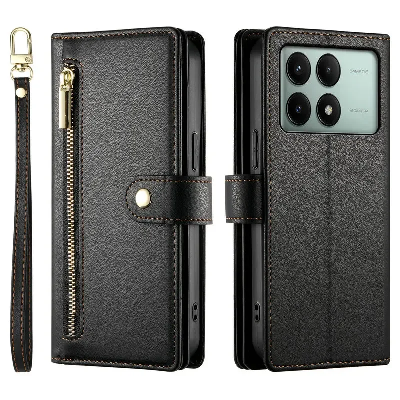 Luxury Zipper Leather Flip Case with Magnetic Closure