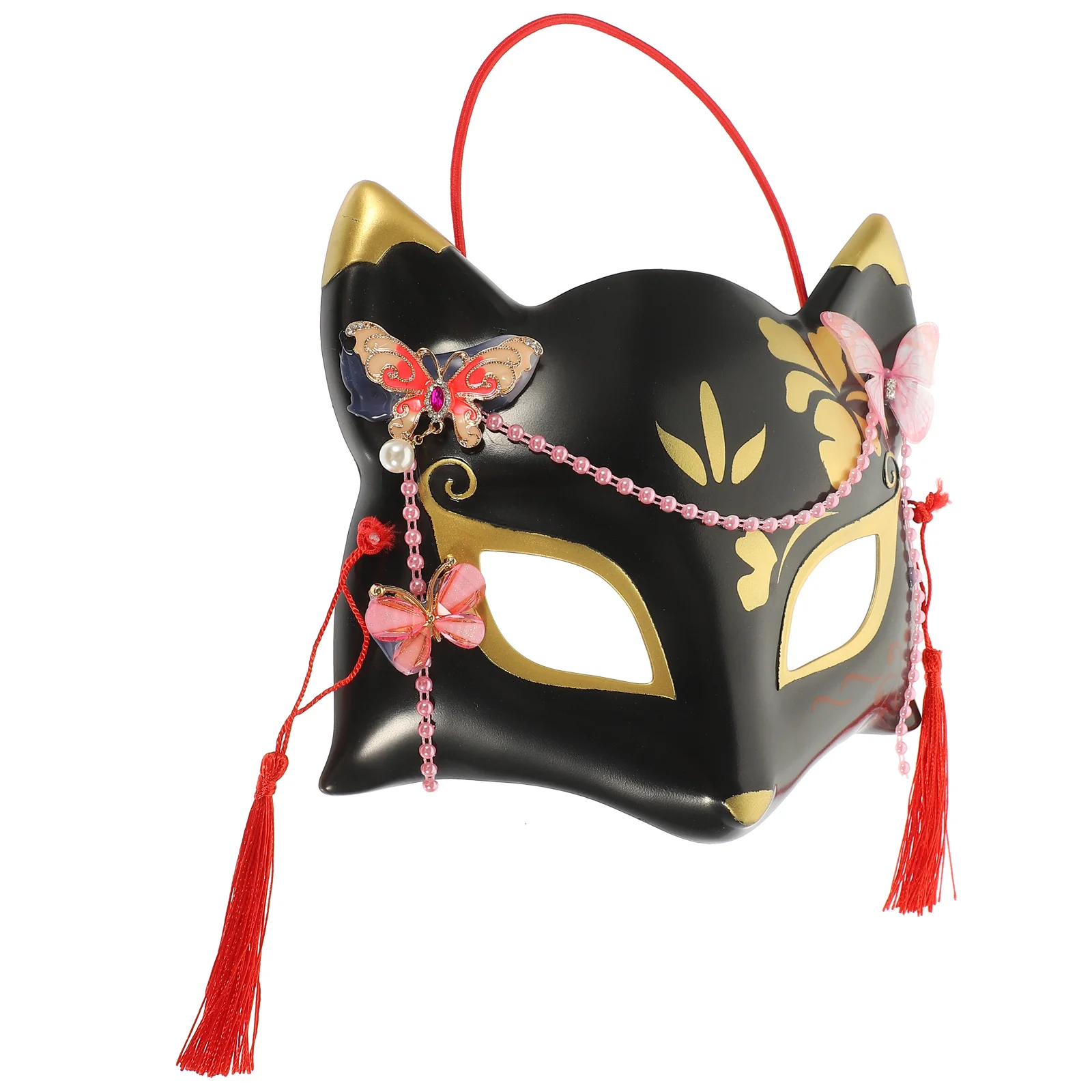 

Japanese Hand-Painted Fox Mask Kabuki Kitsune Half Face Mask Anime Cosplay Halloween Party Masquerade Costume Props
