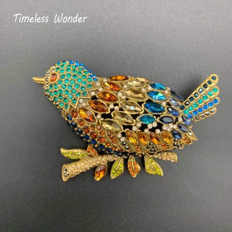 

Timeless Wonder Fancy Zirconia XL Bird Brooch Pins for Women Designer Jewelry Runway Rare Luxury Brand Gift Mediaeval Top 5381