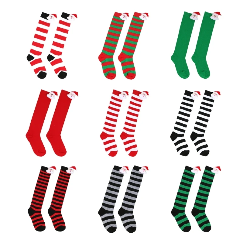 

Lovely Santa Socks for Winter 6-10Age Toddler Christmas Long Socks Over the Knee Socks Warm Stockings for Girl