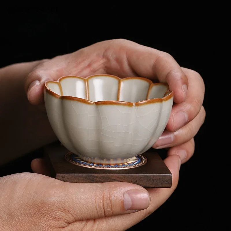 1PCS Ceramic Ru Kiln Kung Fu Tea Master Cup Chinese Retro Personalized Household Single Tea Cup